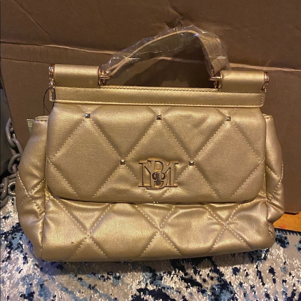 NWT Badgley Mischka Gold Handbag Retail $149, Includes Crossbody Strap